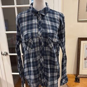 KUT From the Kluth Women’s Blue and White Plaid Button-Up Shirt. Size M